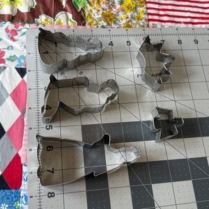 Set of 5 Vintage Aluminum Cookie Cutters – Holiday Shapes – 1960s–1980s Uncoated